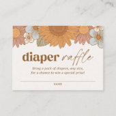 レトロワイルドフラワーベビーシャワーおむつラッフル エンクロージャーカード (正面)