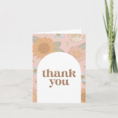 レトロワイルドフラワーベビーシャワー サンキューカード (正面)