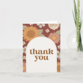 レトロワイルドフラワーベビーシャワー サンキューカード (正面)
