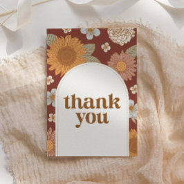 レトロワイルドフラワーベビーシャワー サンキューカード