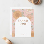 レトロワイルドフラワー誕生日サンキューカード ノートカード (正面/裏面インサイチュ)