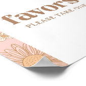 レトロワイルドフラワー誕生日パーティー好意サイン ポスター (角)