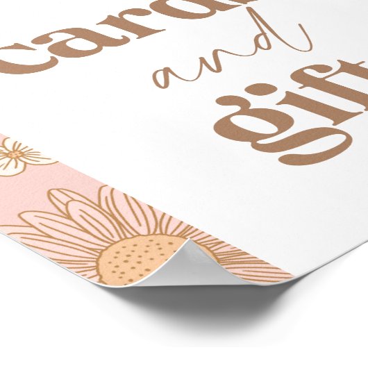 レトロワイルドフラワー赤ちゃんシャワーカードとギフトサイン ポスター (角)