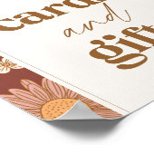 レトロワイルドフラワー赤ちゃんシャワーカードとギフトサイン ポスター (角)