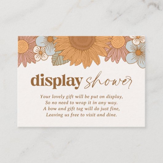 レトロワイルドフローベイビーシャワー表示シャワー エンクロージャーカード (正面)