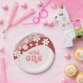 レトロワイルドワンデイジーボホフローラ最初の誕生日パ ペーパープレート (パーティー)