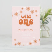 レトロワイルドワンデイジーボホ最初の誕生日の招待 招待状 (スタンド正面)