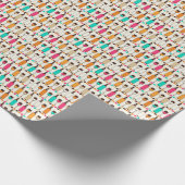 レトロワインボトルとグラス ラッピングペーパー (角)