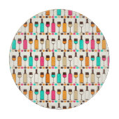 レトロワインボトルと眼鏡 カッティングボード (正面)