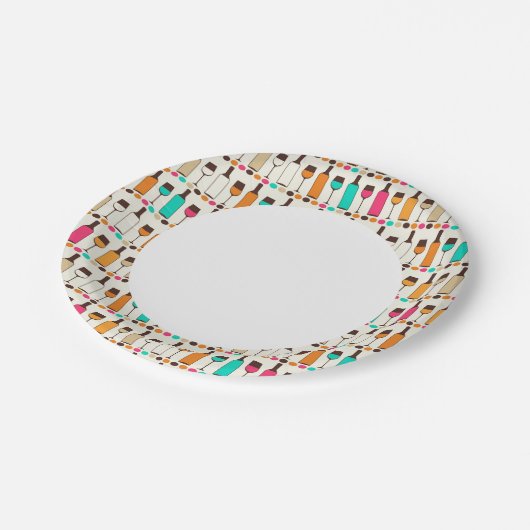 レトロワインボトルと眼鏡 ペーパープレート (アングル)