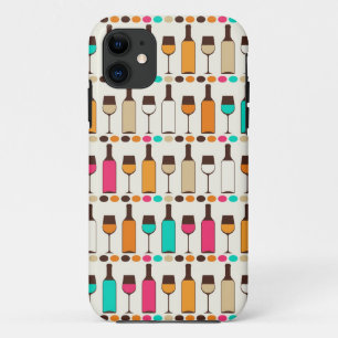 レトロワインボトルと眼鏡 iPhone 11 ケース