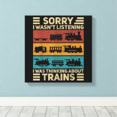 レトロワゴントレインラバーモデル鉄道車掌F キャンバスプリント (インサイチュ (ウッドフロア))