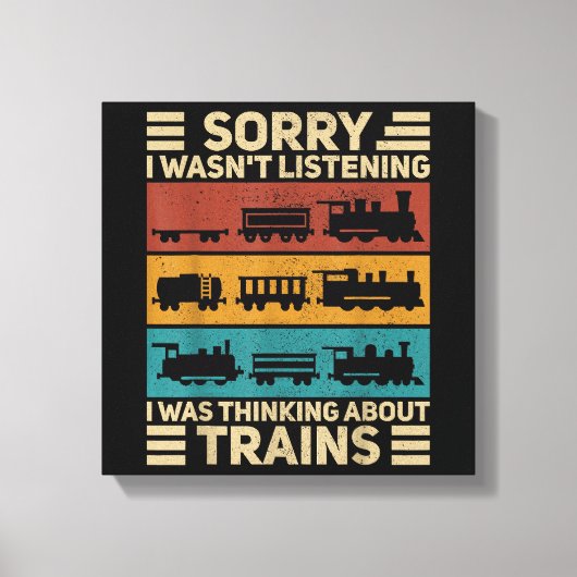 レトロワゴントレインラバーモデル鉄道車掌F キャンバスプリント (正面)