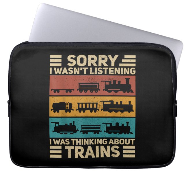 レトロワゴントレインラバーモデル鉄道車掌F ラップトップスリーブ (正面)