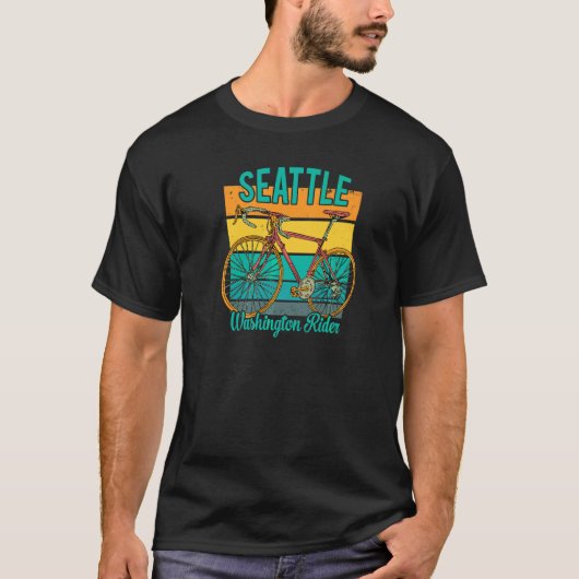 レトロワシントンRider For Seattle Bicycle Enthus Tシャツ (正面)