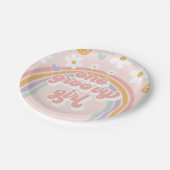 レトロワングルーヴィーガールレインボー誕生日 ペーパープレート (アングル)