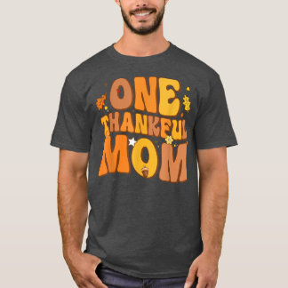 レトロワンサンクフルママ秋秋ハッピーサンクスギフ Tシャツ