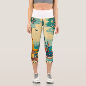 レトロワンダーラストティーコレクション – ヴィンテージトラベルP カプリレギンス (正面)