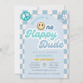 レトロワンハッピーダードグルーヴィボーイ1st第1誕生日 招待状 (正面)