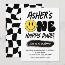 レトロワンハッピードダードハッピー顔ファースト誕生日