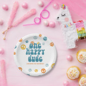 レトロワンハッピードボーイバースデー紙プレート ペーパープレート (パーティー)