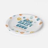 レトロワンハッピードボーイバースデー紙プレート ペーパープレート (アングル)