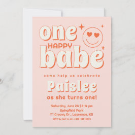 レトロワンハッピーベファースト誕生日招待状 招待状