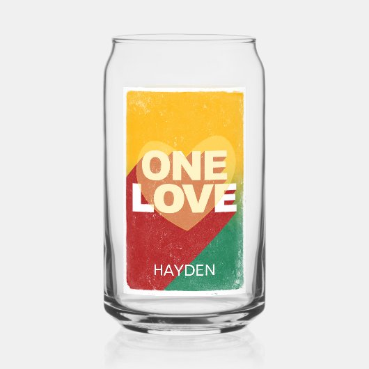 レトロワンラブポスターアートカラフルパーソナライズされた ガラス缶 (正面)