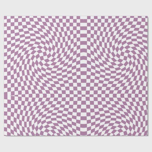 レトロワープ紫薄紫ホワイトチェック市松模様に ラッピングペーパー (フラット)
