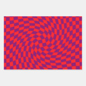 レトロワープ赤紫チェッ市松模様にク ラッピングペーパーシート (正面)