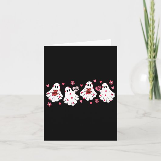 レトロヴァレンティーンズデイキュート幽霊ブウォメン不気味ズ カード (正面)