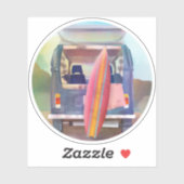 レトロヴァンサーフボードビーチカリフォルニアビベス シール (シート)