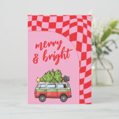 レトロヴァンチェッカーボメリーード&ブライトクリスマス シーズンカード (スタンド正面)