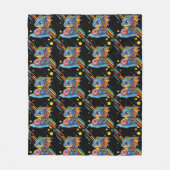 レトロヴィビングかわいいドラゴンパターン フリースブランケット (正面)
