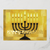 レトロヴィベ金ゴールドハヌカー（ユダヤ教）メノラー 箔シーズンカード (正面)
