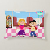 レトロヴィルディーナーダンスキッズヴィンテージマンガアート アクセントクッション (裏面)