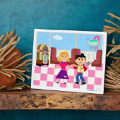 レトロヴィルディーナーダンスキッズヴィンテージマンガアート フォトプラーク (側面)