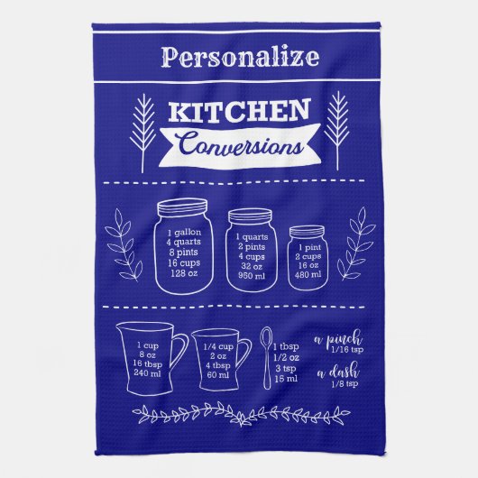 レトロヴィンタグキッチン料理コンバージョンネイビーブルー キッチンタオル (縦)
