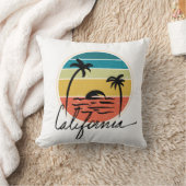 レトロヴィンタージュサンセットオンカリフォルニアパーム クッション (ブランケット)