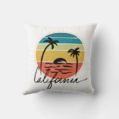レトロヴィンタージュサンセットオンカリフォルニアパーム クッション (裏面)