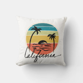 レトロヴィンタージュサンセットオンカリフォルニアパーム クッション