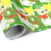レトロヴィンテクリスマスキャットタイルパーティー ラッピングペーパー (ロールコーナー)