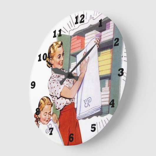 レトロヴィンテージかわいいバスルーム ラージ壁時計 (傾斜)