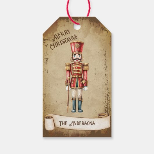 レトロヴィンテージくるみ割りカスタムメリークリスマス ギフトタグ (正面)