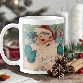 レトロヴィンテージすてきサンタとキャンディーケーン コーヒーマグカップ