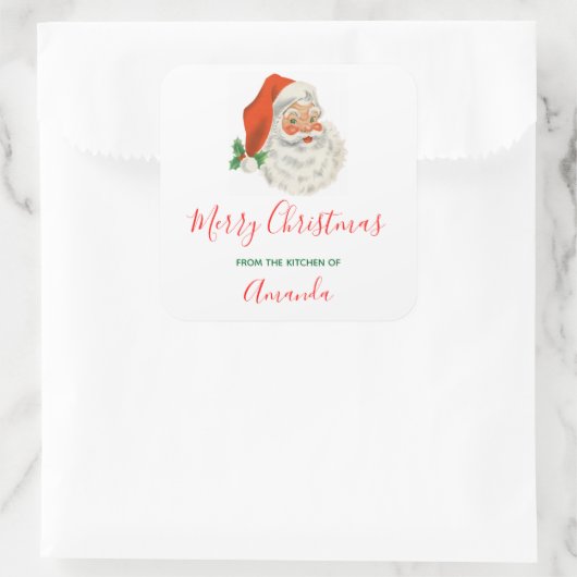 レトロヴィンテージすてきサンタクロースクリスマスキッチン スクエアシール (バッグ)