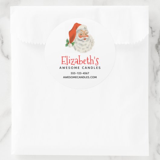 レトロヴィンテージすてきサンタクロースクリスマスビズ ラウンドシール (バッグ)