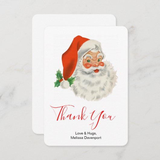 レトロヴィンテージすてきサンタクロース サンキューカード (正面/裏面)