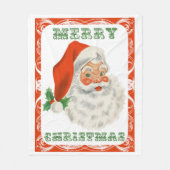 レトロヴィンテージすてきサンタクロース フリースブランケット (正面)