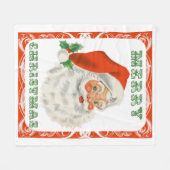 レトロヴィンテージすてきサンタクロース フリースブランケット (正面(横))